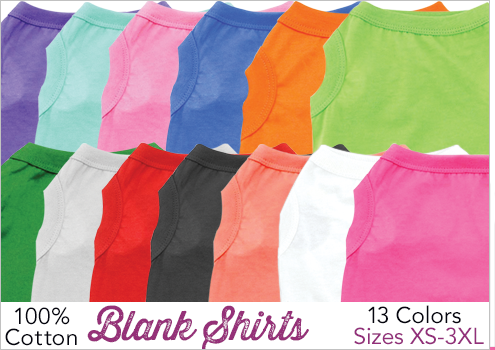 Doggie Design 100% Cotton Blank Shirts in 13 Colors